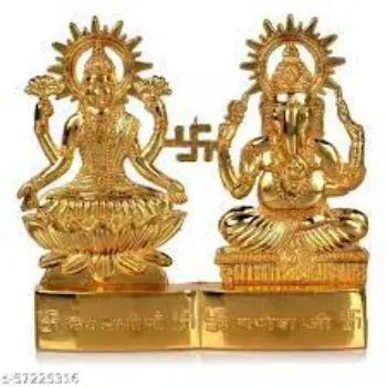  Golden Metal Ganesh Laxmi  Statue