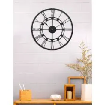  ECraftIndia Iron Roman Figure Round Hand-Crafted Analog Wall Clock Without Glass