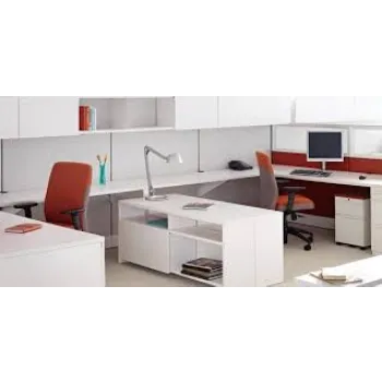 White Red Modular Office Workstation