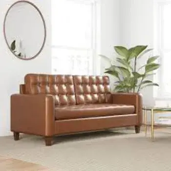 Leatherette Square Arm Sofa