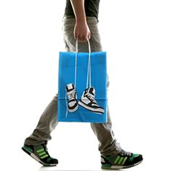 Attractive Shoe Print Blue Paper Bag