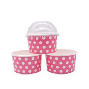 Pink Dotted Paper Ice Cream Cup