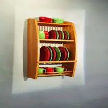 Curved Wood Plate Rack 