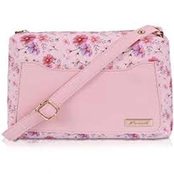 Luxurious Pink Pu Sling Bag for Girls