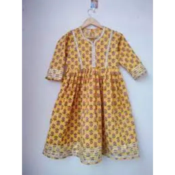 Printed Yellow Frocks For Girls