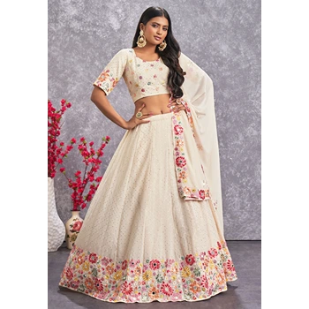 White Color Printed Style Lehenga choli