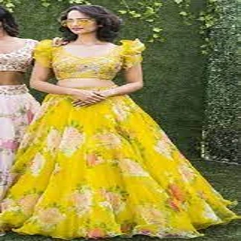 Beautiful Yellow Printed Lehenga