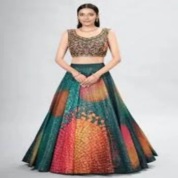 Multicolor Digital Printed Lehenga