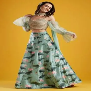 Stylish Party Wear Printed Lehenga
