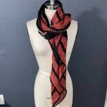 Fancy Printed Wool Gauze Scarf