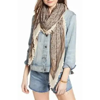 Durable Printed Wool Gauze Scarf