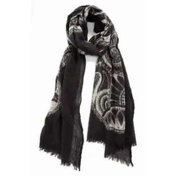 Fancy Printed Wool Gauze Scarf