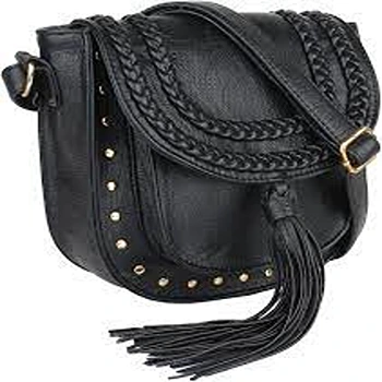 Elegant Black Pu Sling Bag For ladies
