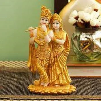 TIED RIBBONS Gold Plated Radha Krishna Idol Statue 