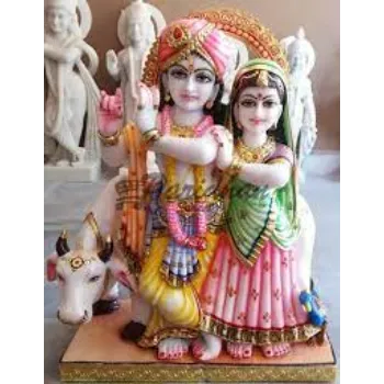  White Marble Radha Krishna Statue