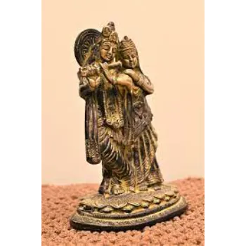Golden Brass Radha Krishna Statue