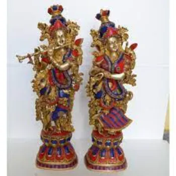  Brass Radha Krishna Statue