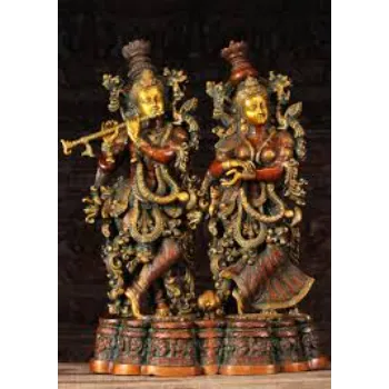  Brass Radha Krishna Statue