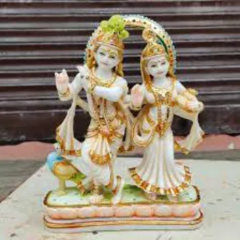 White Radha Krishna Staue