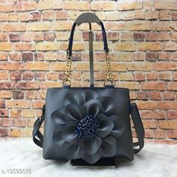 Flower Design Black Bag For ladies