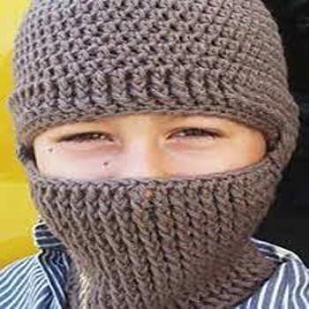 Modern Brown Ribbed Balaclava Cap