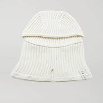 Elegant white Ribbed Balaclava Designer Cap