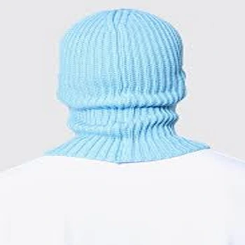 Exclusive Sky Blue Designer Ribbed Balaclava Cap