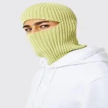 Green Ribbed Balaclava Cap