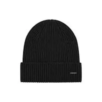Plain Black Ribbed Cap