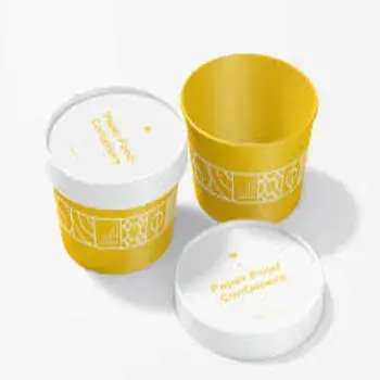 Round Yellow Round Paper Container