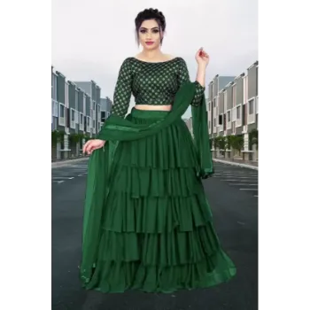Semi Stitch Net Lehenga 