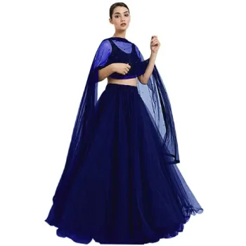 Semi Stitch Net Lehenga