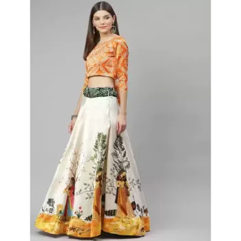 Semi Stitch Printed Lehenga