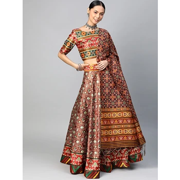 Multicolor printed Style Semi Stitched Lehenga