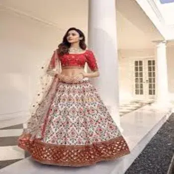 Ajmeri Silk Semi Stitched Lehenga