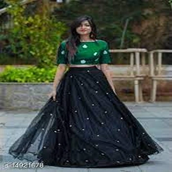 Beautiful Black Semi Stitched Lehenga