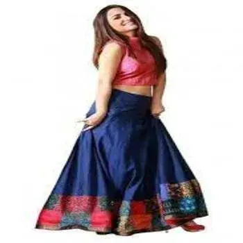 Blue Semi Stitched Lehenga For Girls