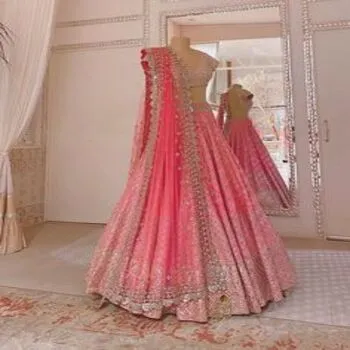 Semi Stitched Lehenga With Pink Color 