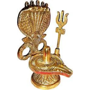  Brass Shivling With 5 Head Snake In Brass Metal