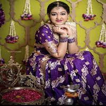 Stylish Purple Silk Banarasi Saree