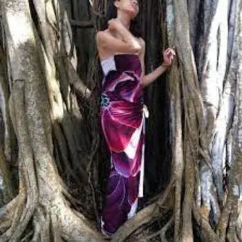 Stylish Rose Print Silk  Pareo