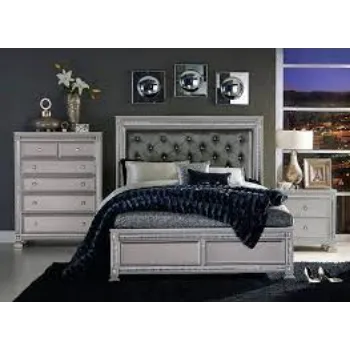 Rectangular Polished Silver Bed