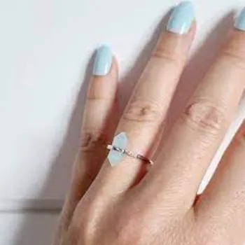  Corrosion Proof Silver Gemstone Rings