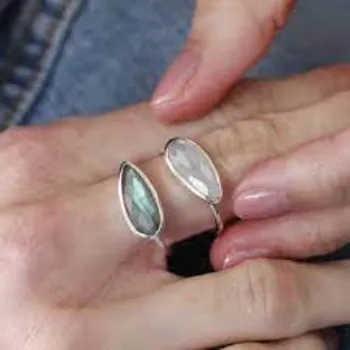 Corrosion Proof Silver Gemstone Rings