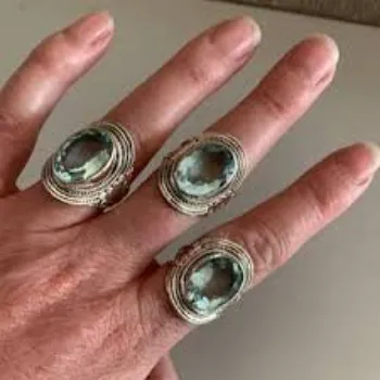 Modern Silver Gemstone Ring