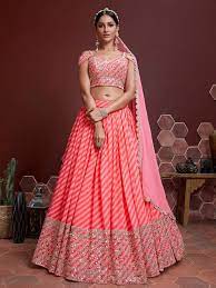 Baby Pink Semi Stitched  Lengha