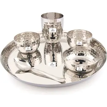 Plain & Printed Stainless Steel Dinner Set