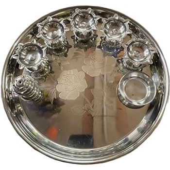 New Stainless Steel Thali For Worship 