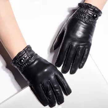Black Shining Leather Gloves