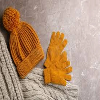 Musterd Yellow Woolen Gloves For Winter
